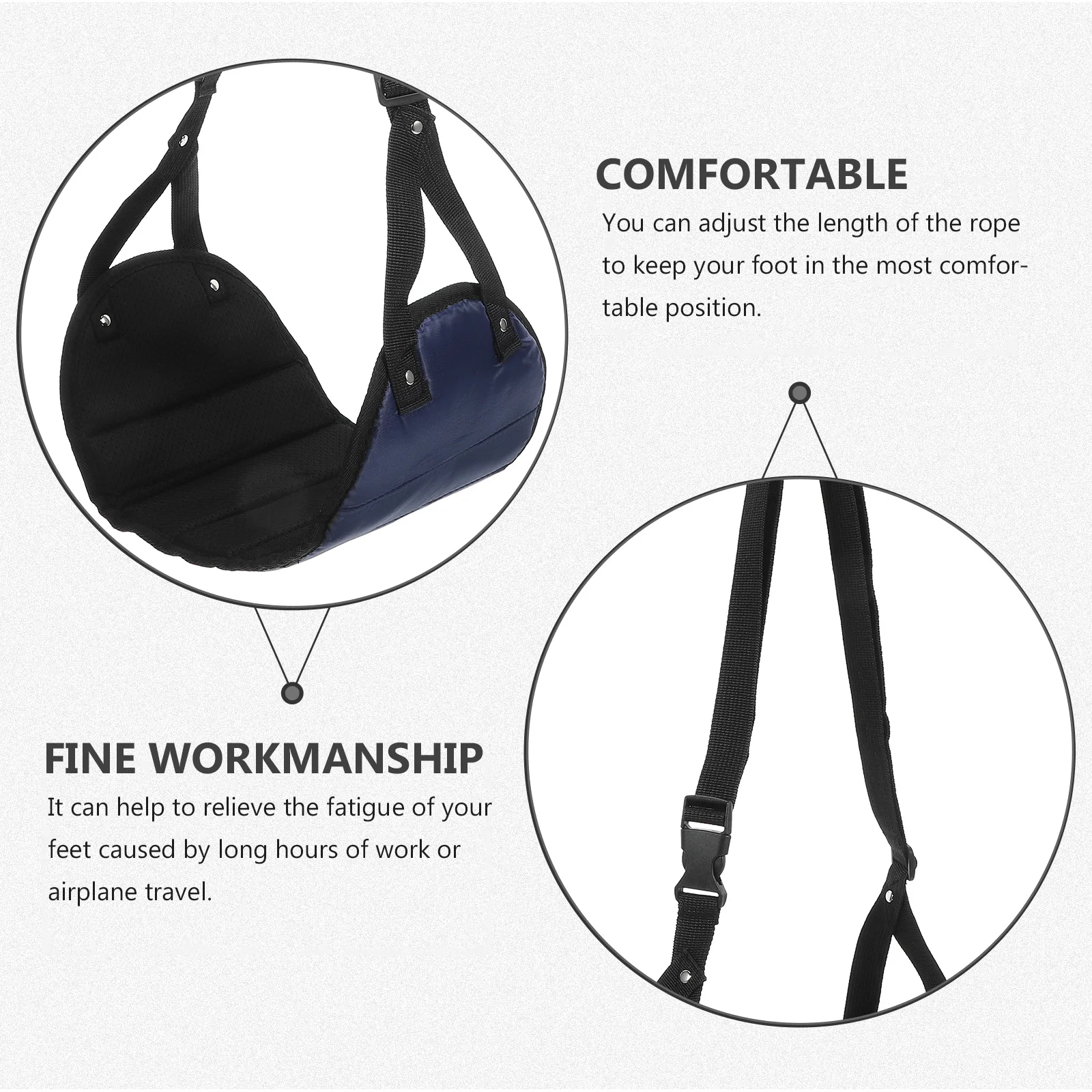 

Portable Foot Hammock Comfortable for Airplane Train Home Anti Numbing Mesh Cloth Adjustable Design