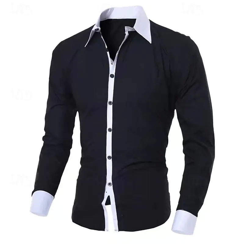 

Gold Fashion Shirt Lapel Business Solid Color Office Shirt Pink Blue Button Fashion New Style Soft And Comfortable S-5XL