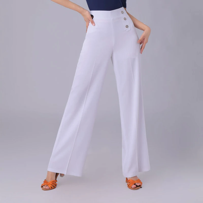 Pantaloni da ballo da sala in 3 colori Valzer Pantaloni da ballo moderni Pantaloni da ballo latino a vita alta per adulti Abbigliamento da pratica per palcoscenico DW10951