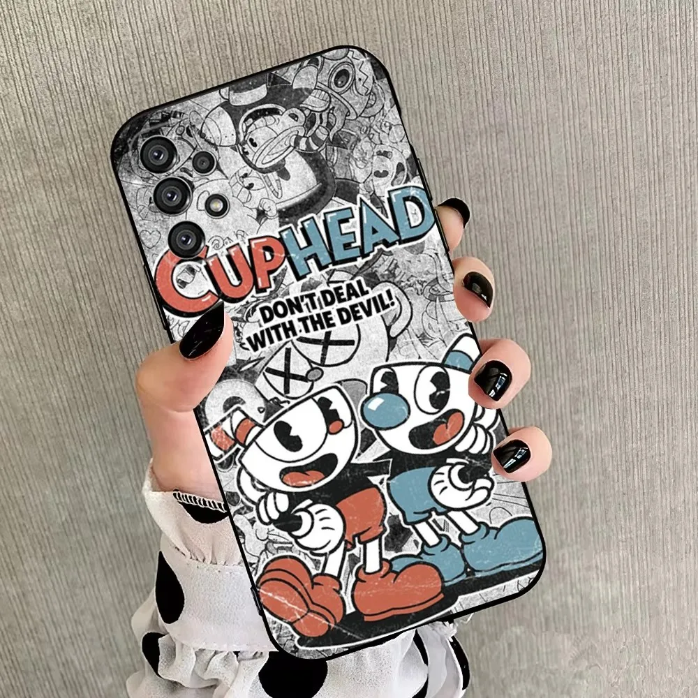 C-CupheadS Retro Phone Case For Samsung Galaxy A20,A21s,A22,A31,A32,A52,A53,A72,73,A80,A91 Soft Black Cover
