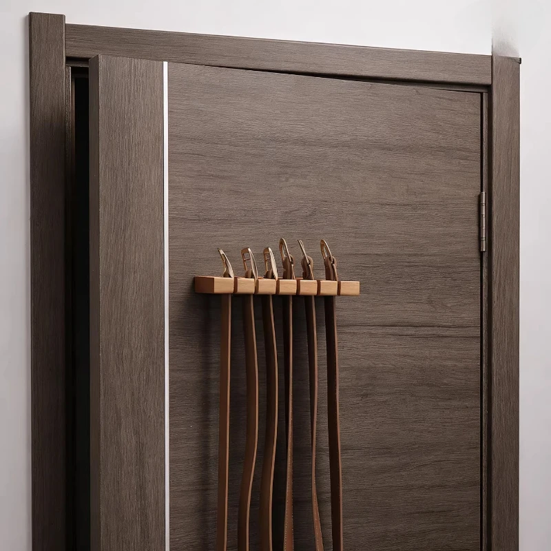 Solid Wood Wall Mounted Belt Rack No Drill Belt Door Hook Holder Scarves Ties Storage Rack Entryway Accessories Home Organizer view 4
