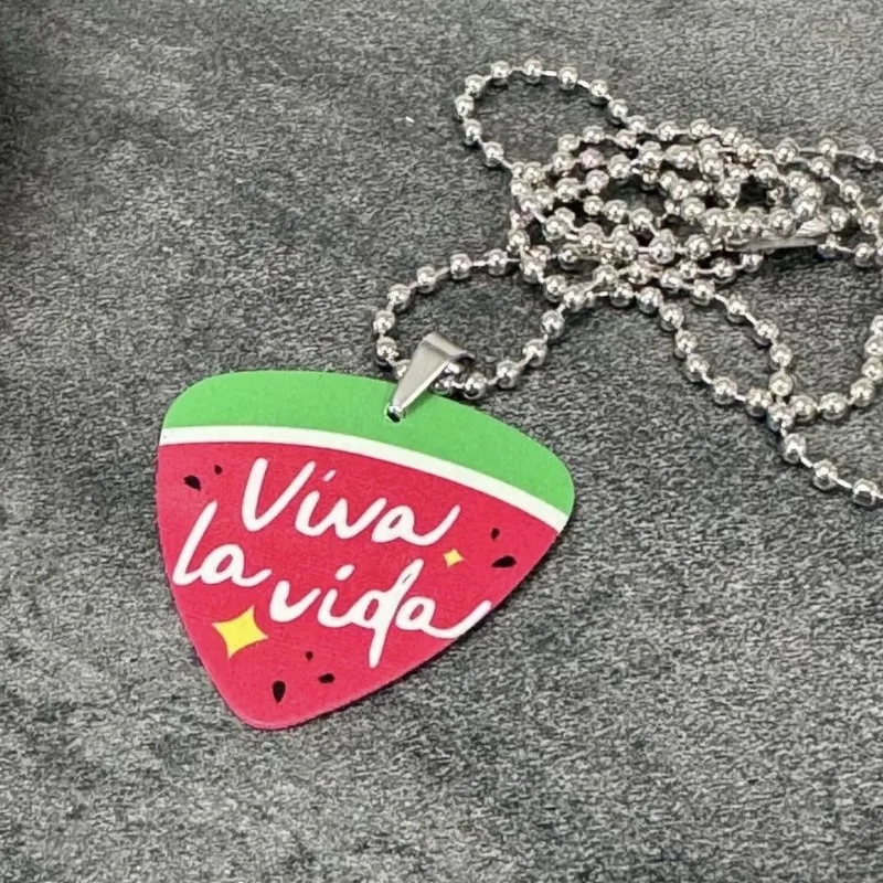 Shining Watermelon Necklace Women Korean Ryeo Un Necklaces Woman Fashion Long Live Life Cartoon Chain Alloy Cosplay Collier Gift