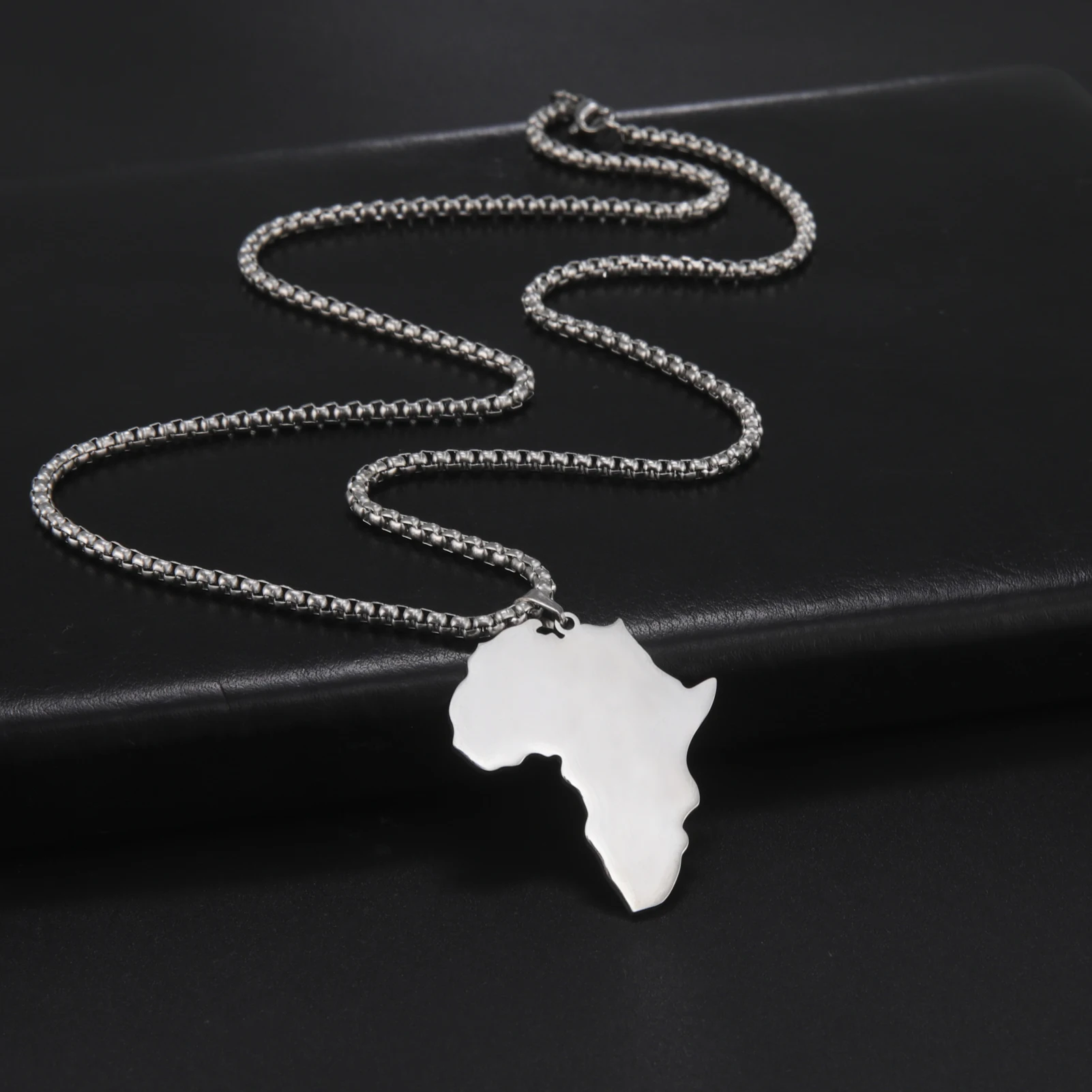 Amaxer afro Képsík Medál necklaces men& Nők Rozsdaálló Acél Dugvány Alak Bamba afriky Képsík ékszer Adomány