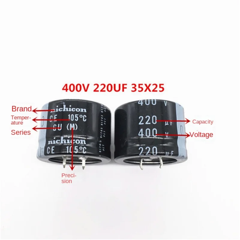 1PCS 400V220UF 35X25 Nippon electrolytic capacitor 220UF 400V 35 * 25 GU 105 degrees image 2