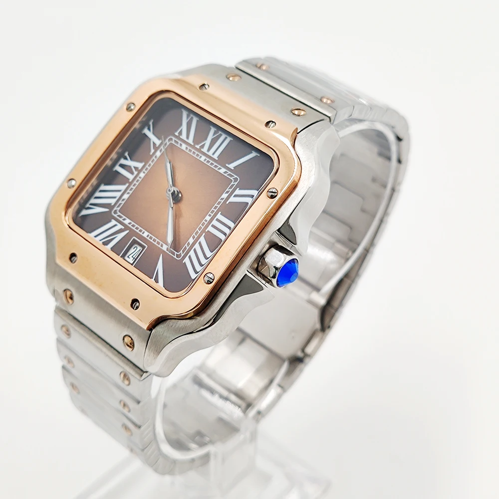 Relógio sandus nh35 mais vendido para homens e mulheres, 38mm 34mm quadrado automático mecânico de tira de aço de alta qualidade relógio de luxo