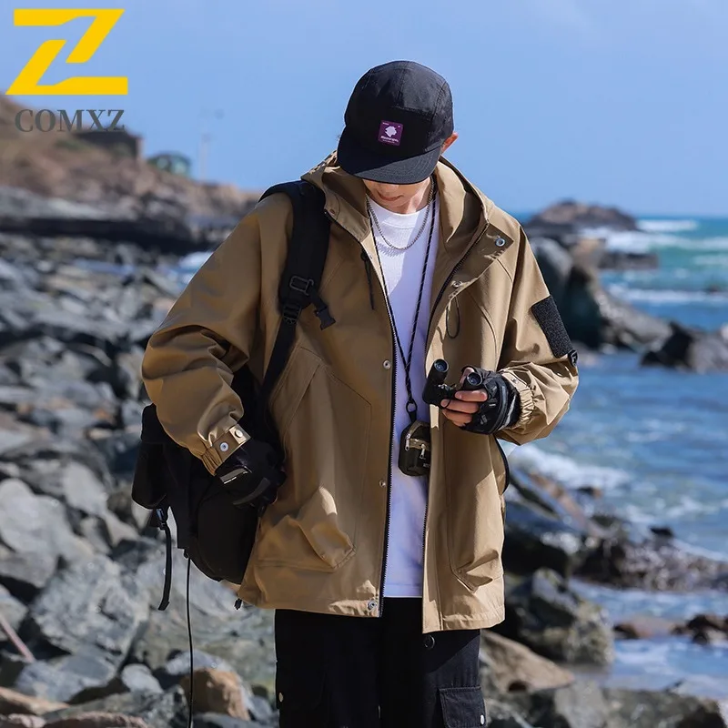 

COMXZ New Jacket Men Multifunctional Outdoor Adventure Waterproof Motorcycle Jacket Climbing Loose Lightweight Men Clothing