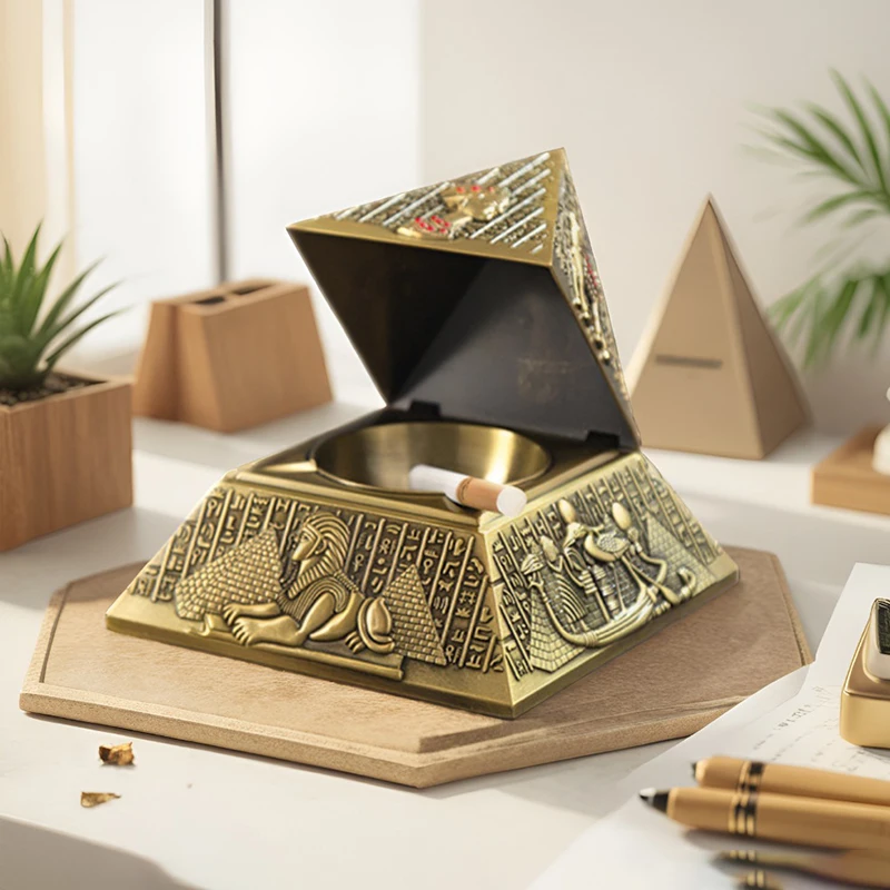

Egyptian Pharaoh Metal Ashtray Smoking Accessories Pyramid Ashtray Herb Ashtray Weed Home Creative Furniture Decoration