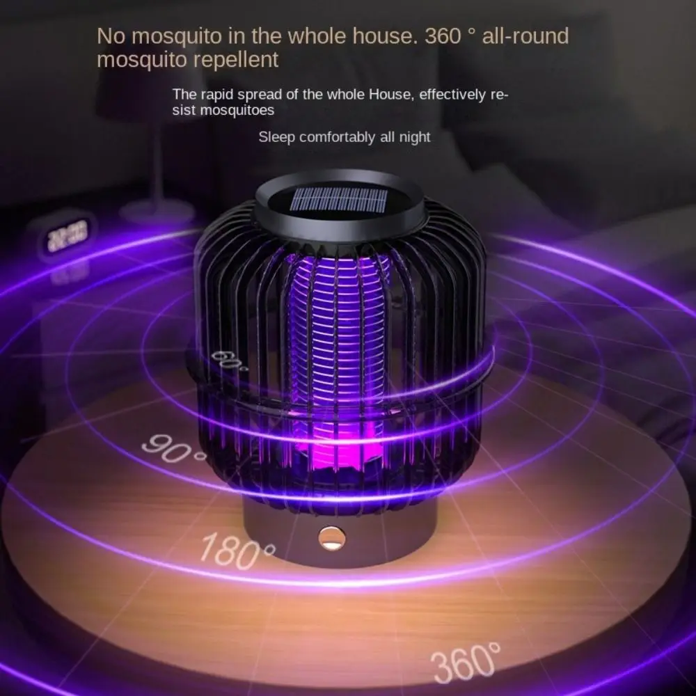 Mata mosquitos portátil silencioso con energía Solar, trampa eléctrica antimosquitos de seguridad, luz púrpura, lámpara LED para mosquitos de emergencia