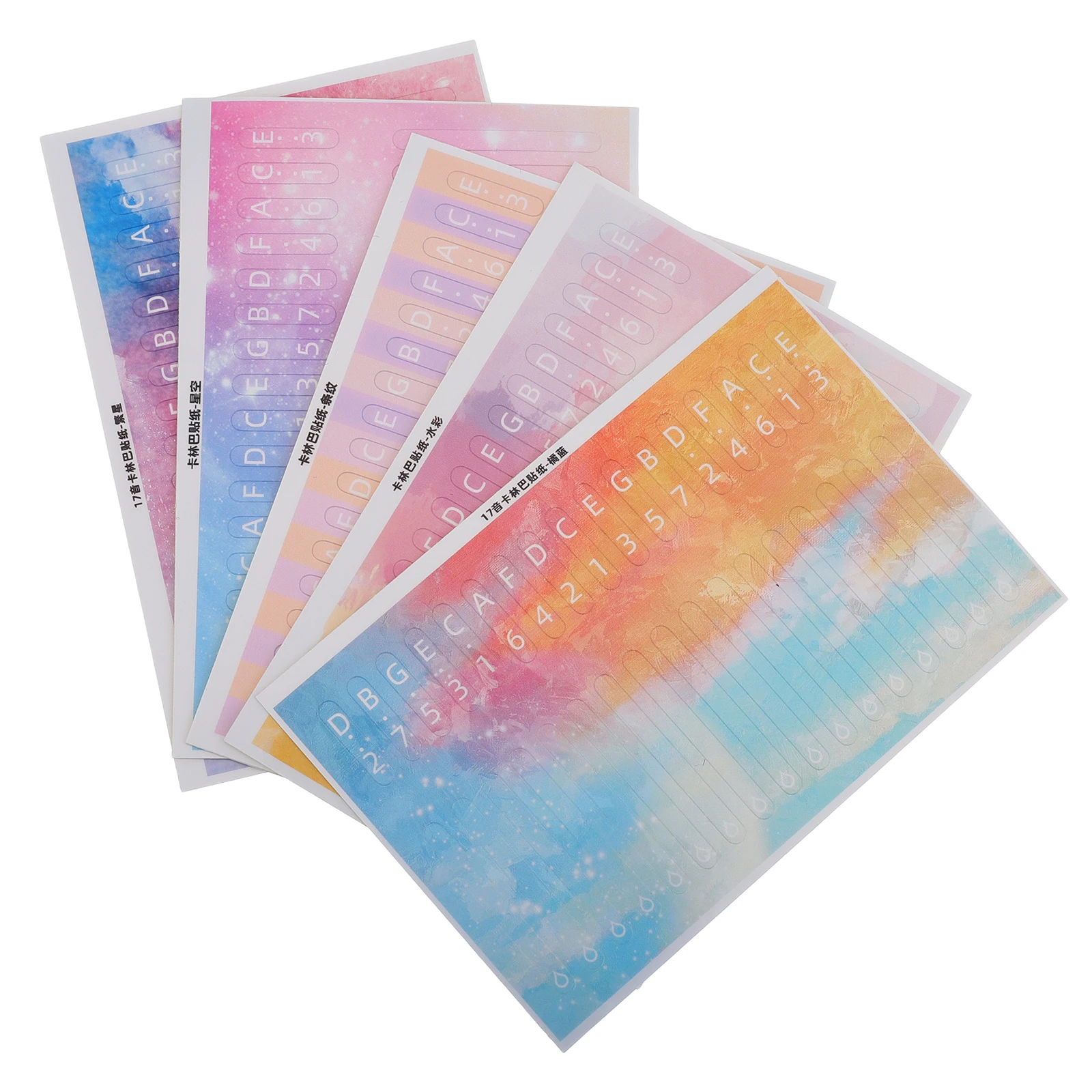 5 Pcs Keyboard Stickers Colorful Kalimba Note 17 Tone Finger Instrument Piano Decoration Training Paper - Image 5