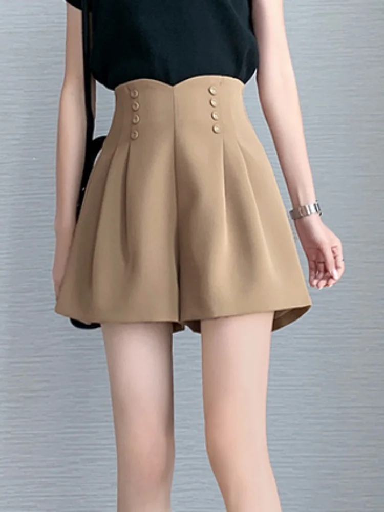 SMTHMA Casual Women's Shorts A-line High Waist Short Chic Office Lady Shorts Vintage Female Trousers Spring Summer