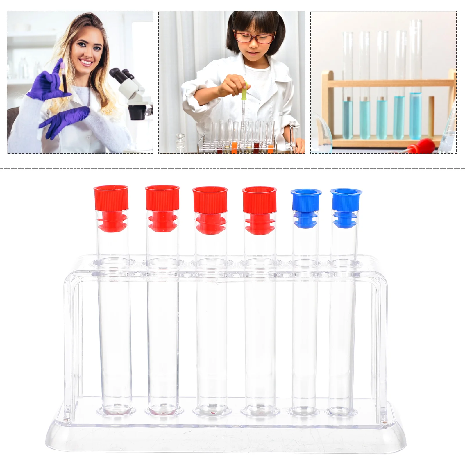 

Clear Shelves Test Tube Rack Tubes for Toy Laboratory Support Holder Plastic Storage Shelf Experiment Child