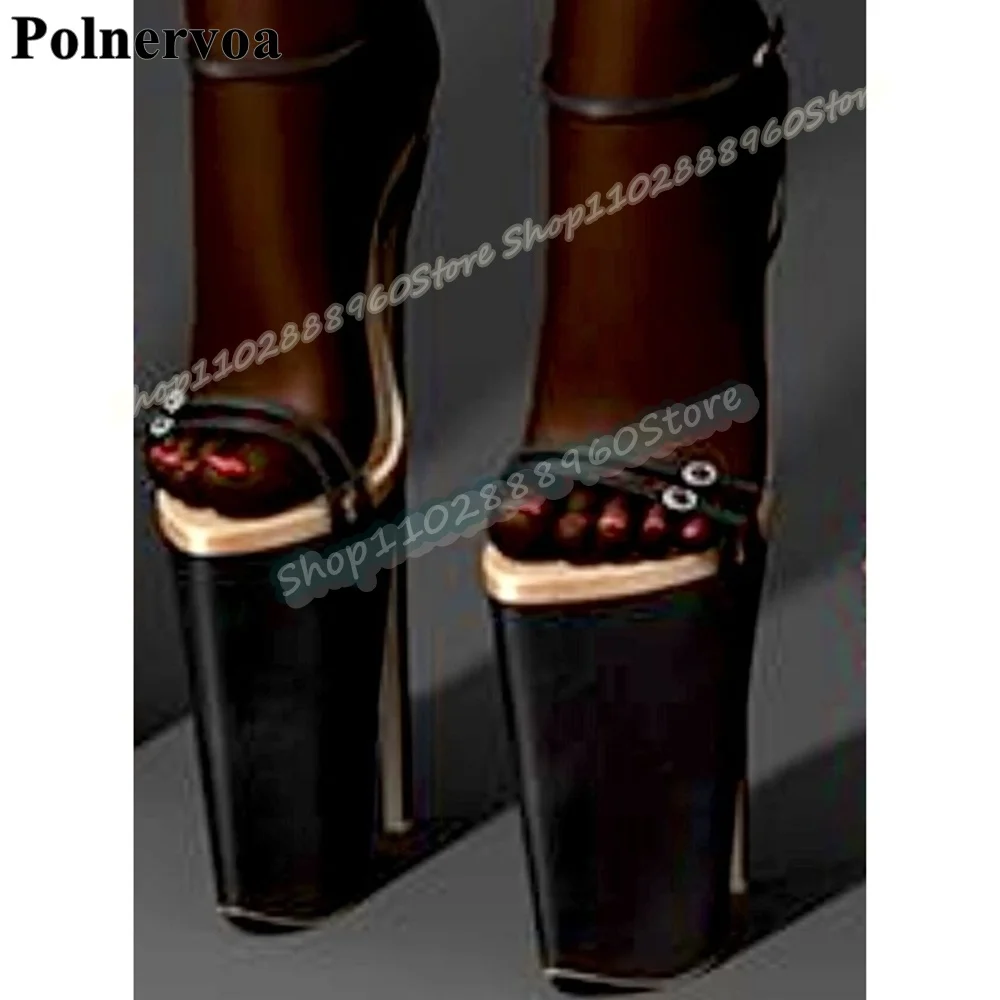 

Customized Solid Buckle Strappy Platform Sandals Super High Heel Shoes For Women Ankle Buckle Strap Open Toe Zapatos Para Mujer
