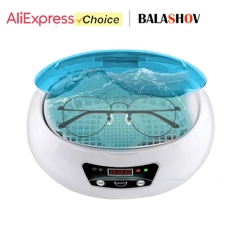 Ultrasonic Cleaner Bath Timer for Jewelry Parts Glasses Manicure Stones Cutters Dental Razor Brush Ultrasound Sonic Box 600ML EU