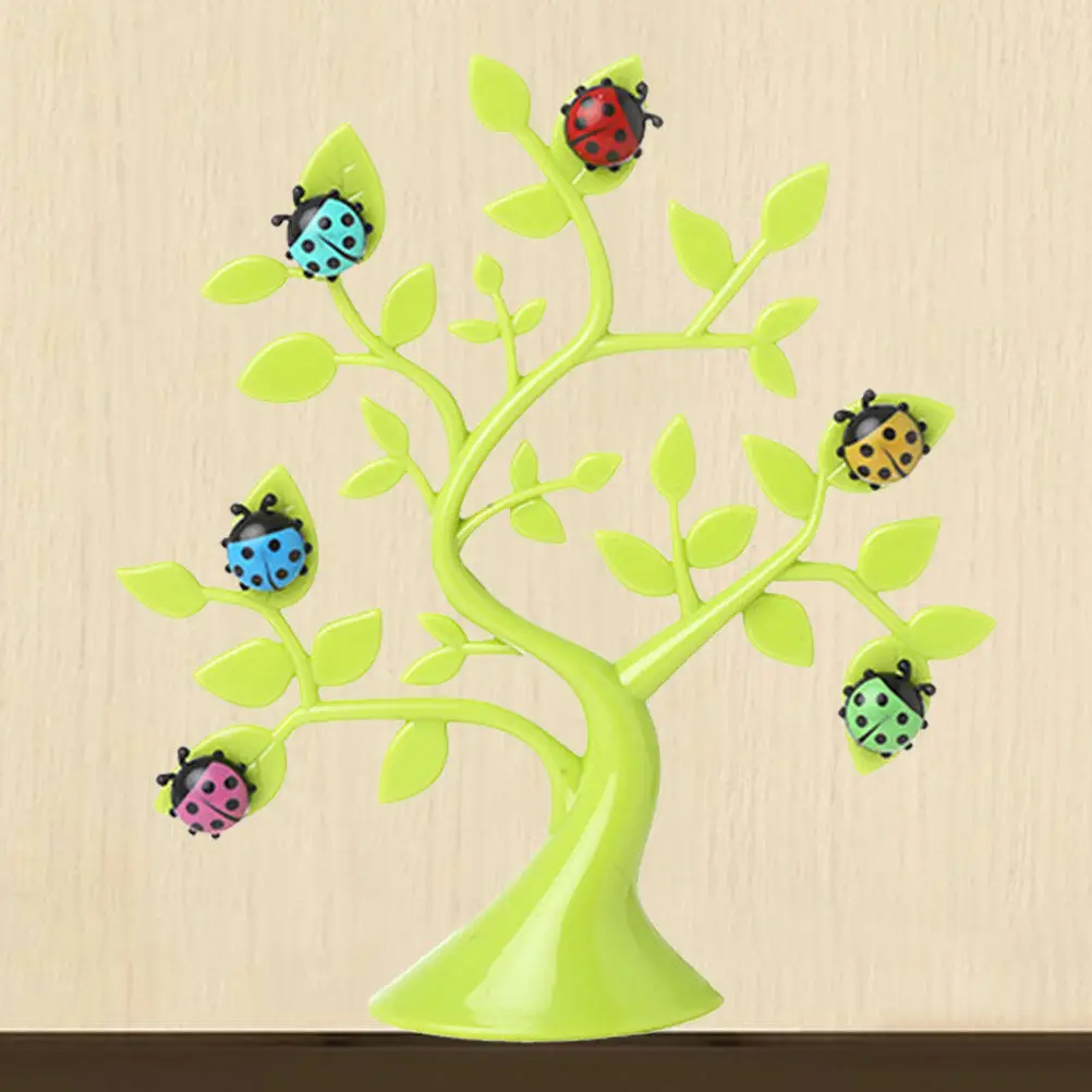 

Tree Shape Magnetic Photo Frame with Ladybug Magnets Decorative Holder for Notes Cards Messages Display Home Office Desk