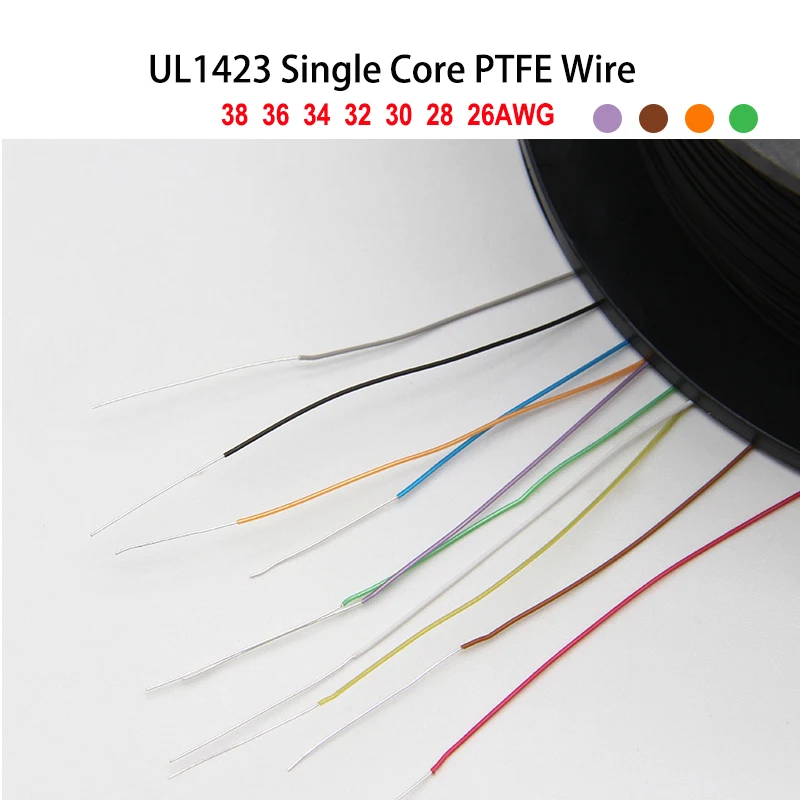 UL1423 PTFE Single Copper Wire 38/36/34/32/30/28/26 AWG Silver Plated 1 Core Micro Fine High Temperature Electrical Cable