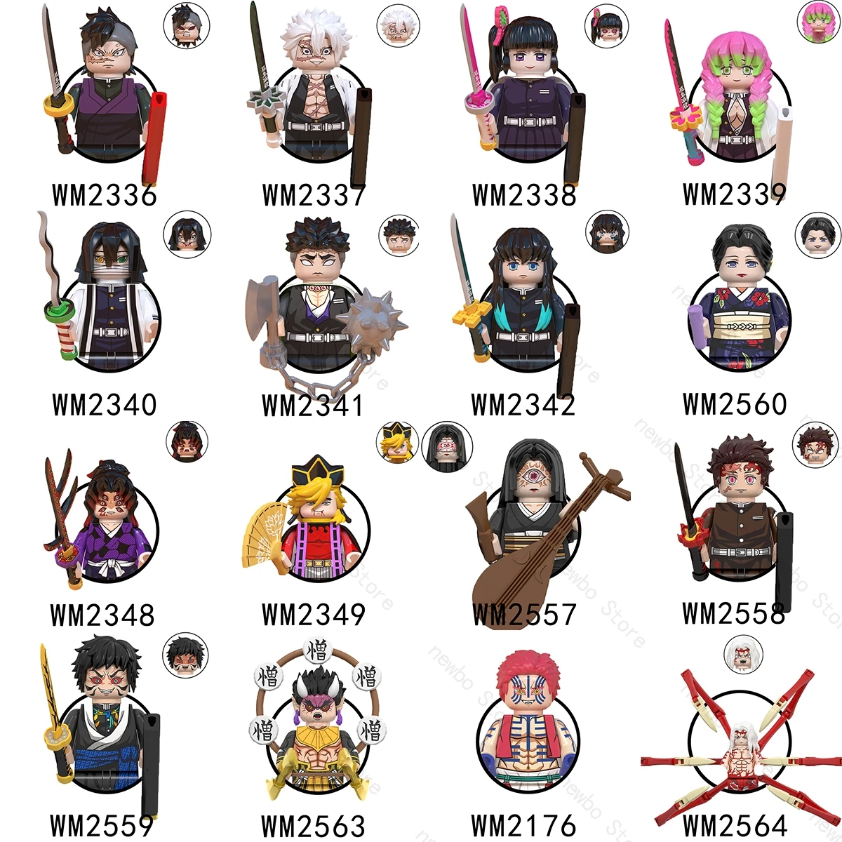 WM6137 WM6138 Japan Anime Demon Slayer Infinite City War Samurai swordsman Tanjirou Nezuko Mini Action Figures Blocks Toy Kids