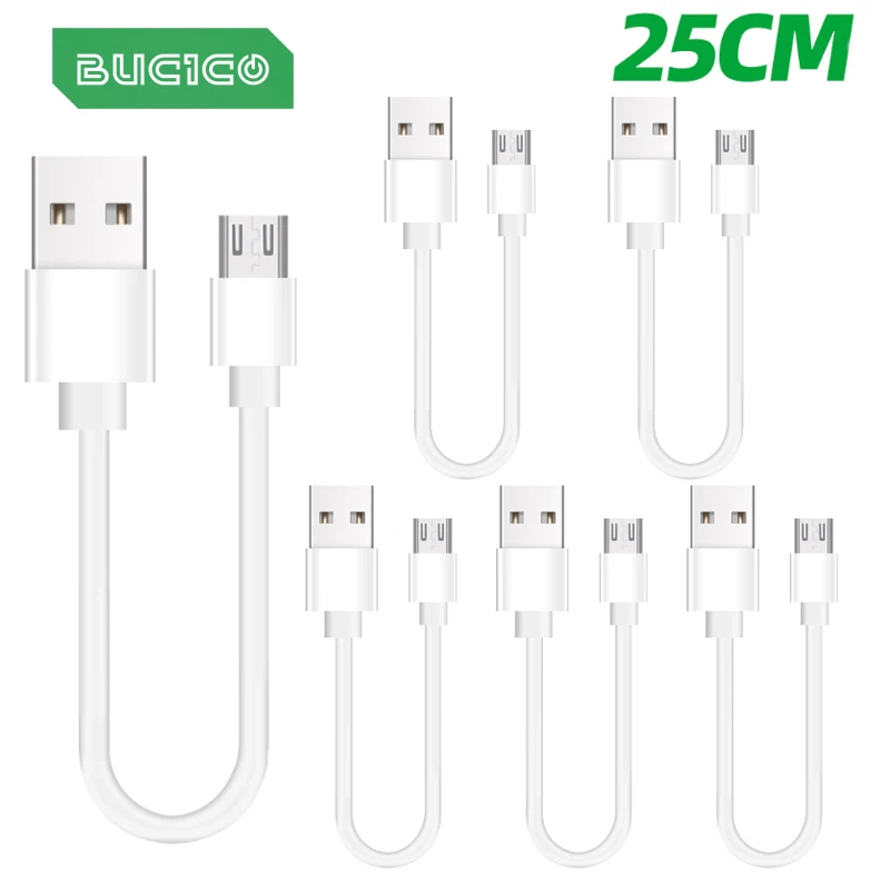 6PCS 25cm Short Micro USB Cable Android Type C USB Easy Carry Practical Charging Cable for Power Bank Samsung Huawei Sony LG