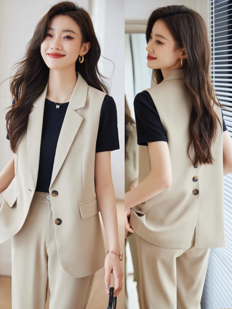 

Женский жилет-пиджак в корейском стиле, средней длины, на двух пуговицах, для повседневной носки, однотонный, с декоративными ремешками на спине