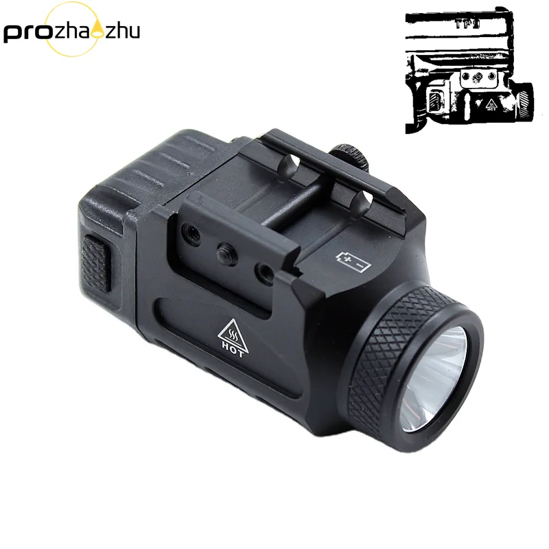 

Mini LED Tactical Light IPX5 Waterproof CR123A Weaponlight Pistol Mounted 9mm Caliber Picatinny Rail