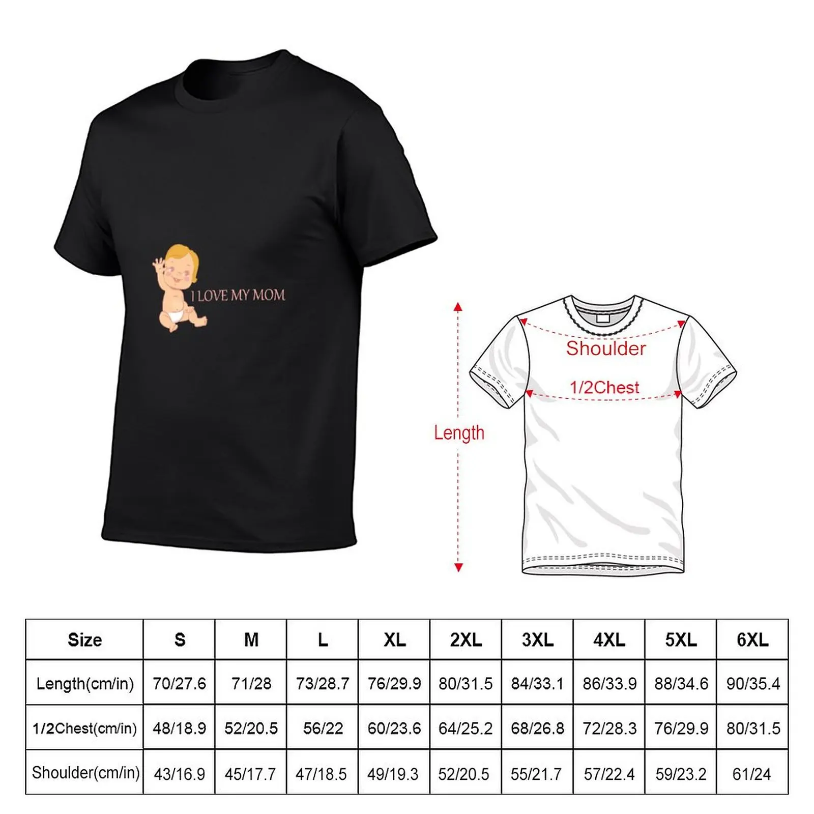 I love my mom t-shirt cute tops abbigliamento vintage t-shirt da uomo