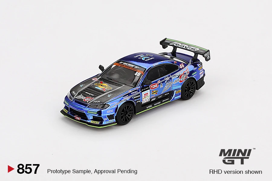 MINIGT 1/64 Nissan Silvia (S15) D-MAX # 70 D-MAX Racing 2023 GT500 GT-R (R32) NISMO GT3 auto's, model van gegoten metaal.