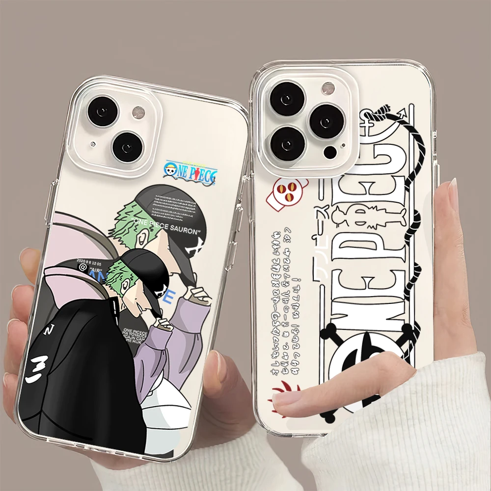 Anime O-One-P-Piece Cool R-Roronoa Zoro Logo Phone Case For iPhone 11 13 16 15 14 12 Pro Max Plus Clear Transparent Soft Shell