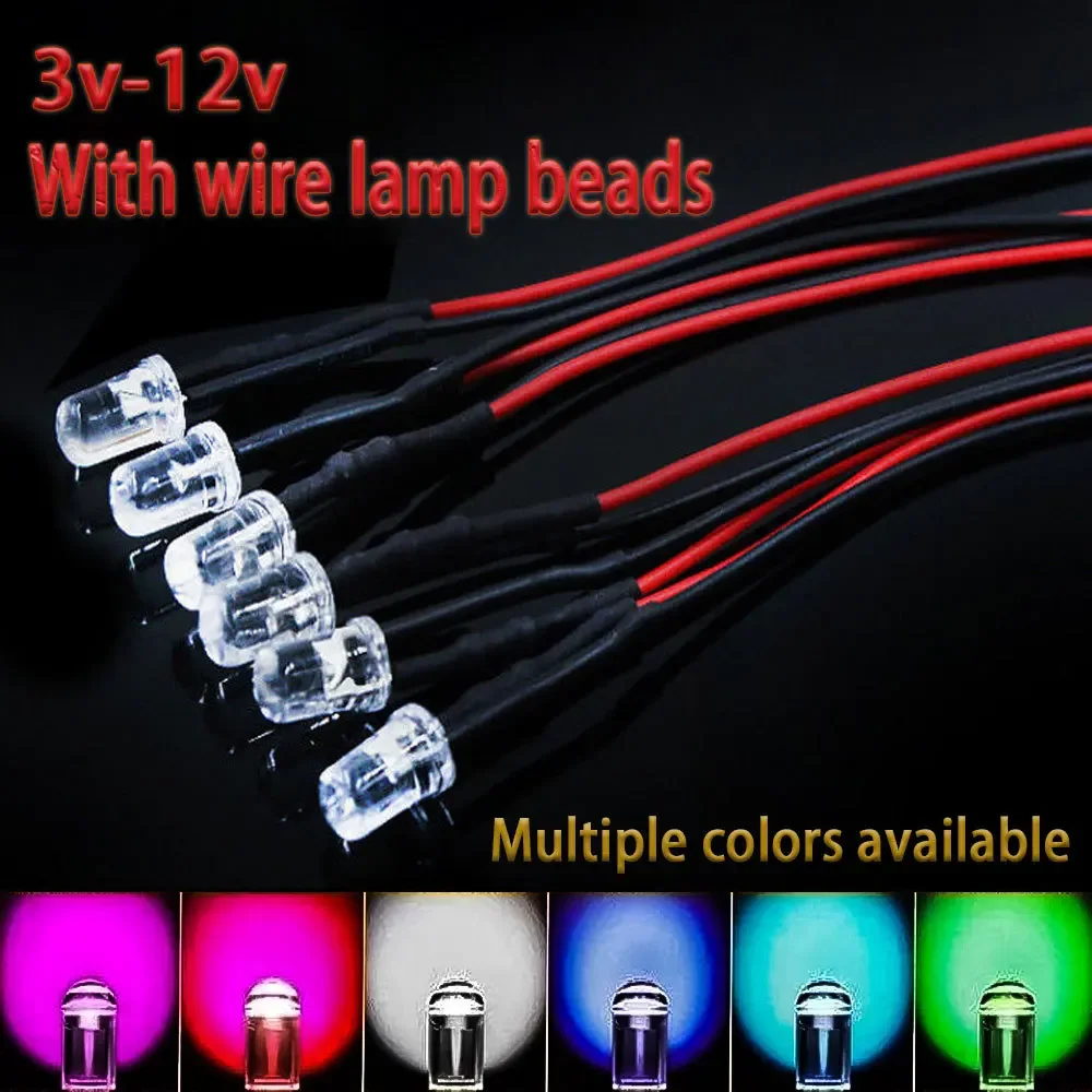 

10pcs 3/5mm 3V-12V RC Model Truck LED Light Beads Night Headlights For 1/10 RC Crawler Trxs TRX4 G63 AXIAL SCX10 D90 D110