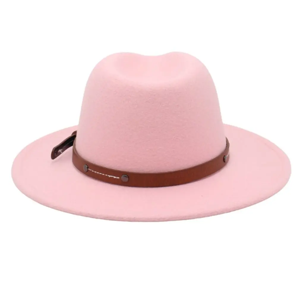 Mode Mit Gürtel Schnalle Filz Fedora Hüte Vintage Breite Krempe Panama Kappe Elegante Weiche Jazz Hut Männer Frauen – Detail 12