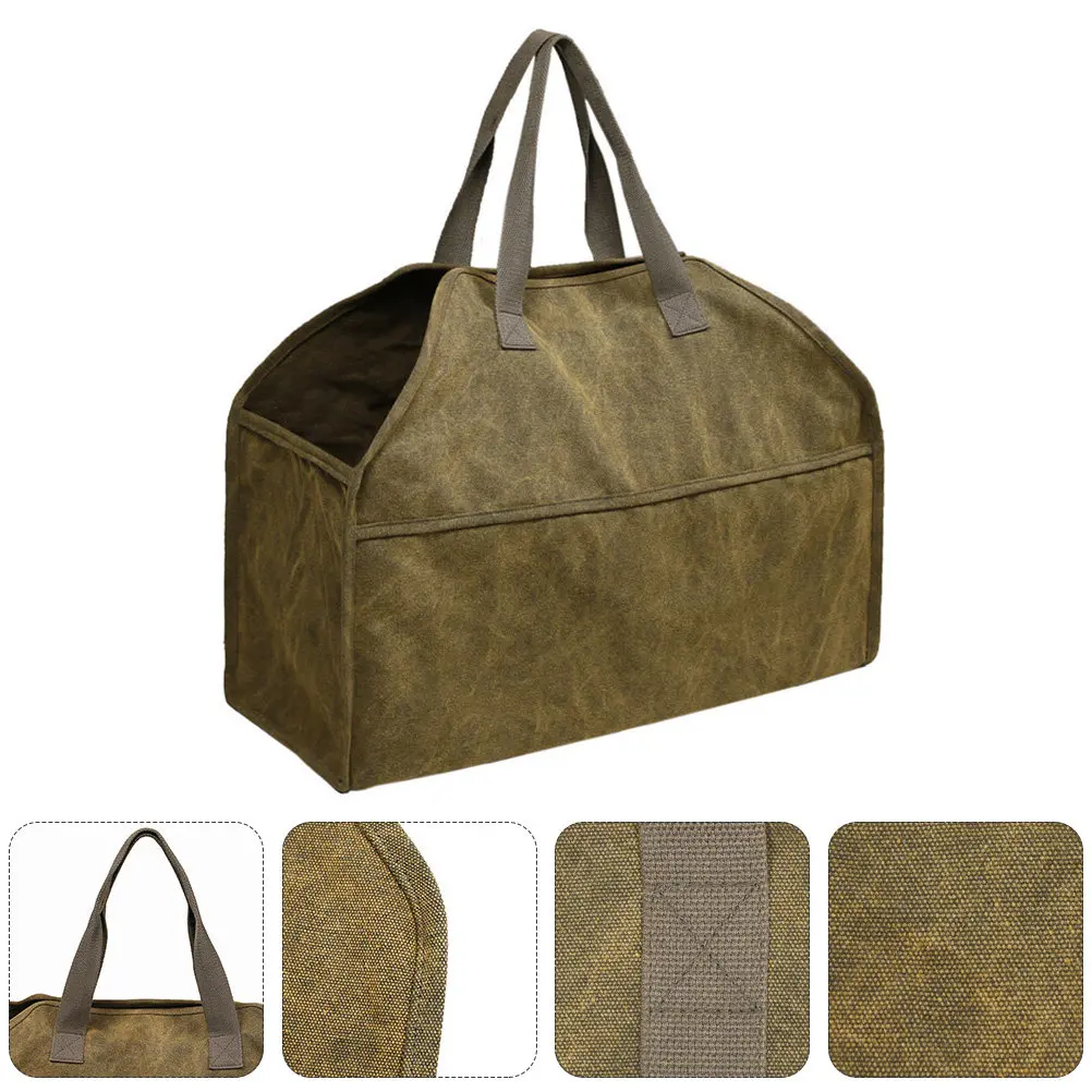 

1Pcs Heavy Duty Canvas Firewood Storage Bag Large Capacity Log Carrier Tote for Home Fireplace Camping Woodpile Organization