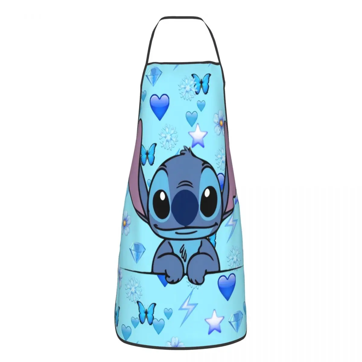 Custom Unisex Cartoon Little Stitch Bib Apron Adult Women Men Chef Tablier Cuisine for Cooking Kitchen Cute Monster Baking