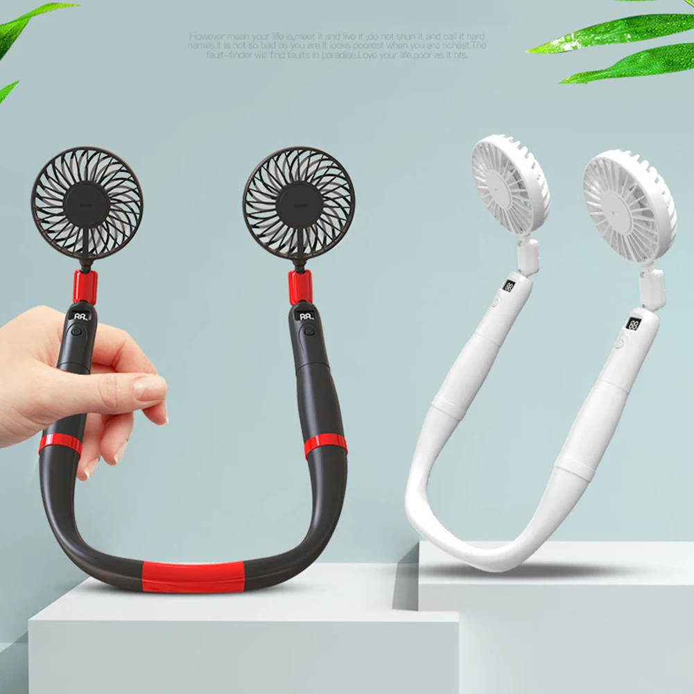 4000mA Hands-free Neck Band Hands-Free Hanging USB Rechargeable Dual Fan Mini Air Cooler Summer Portable Sarmocare