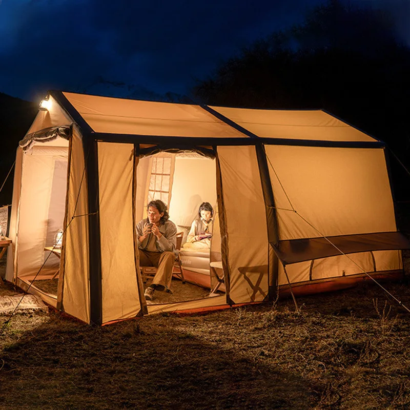 Custom Retro Camping Cotton Tent Outdoor Waterproof Camping Tent Easy to Build One Bedroom One Living Room Inflatable Tent