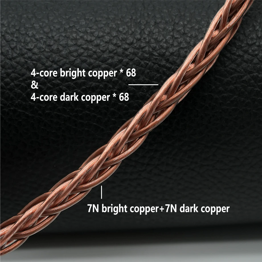 كابل سماعة XINHS-HiFi ، K01 ، 8-Core ، نحاسي ساطع 7N + نحاسي داكن 7N