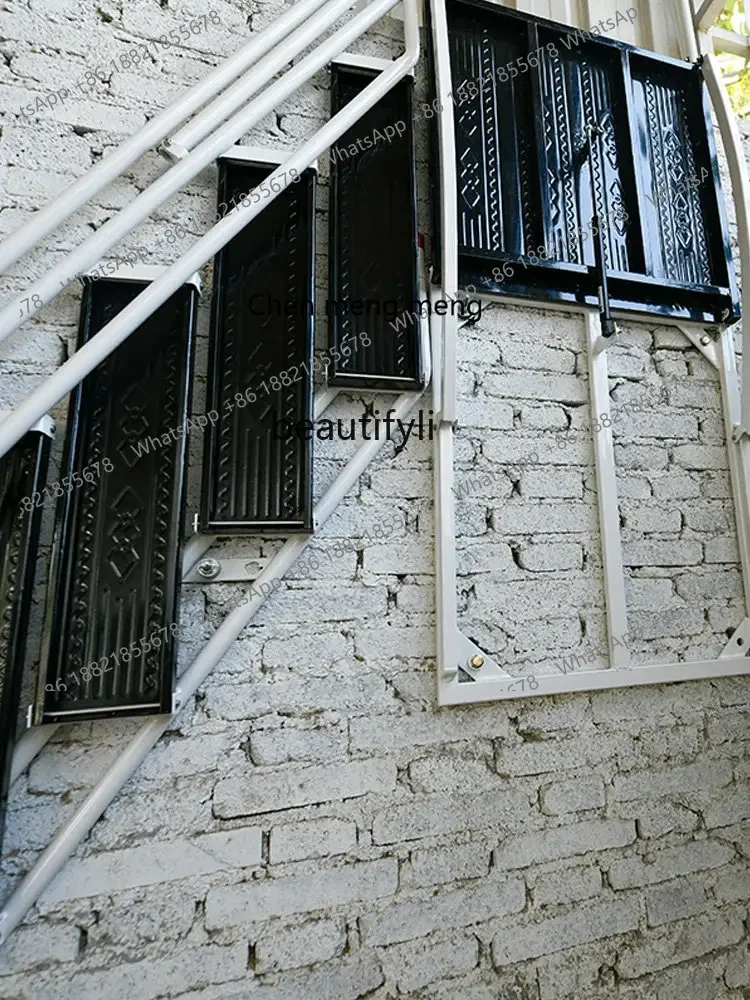 scn8617 yj Household Wall-Mounted Folding Stair Outdoor Storage Ladder Thickened Carbon Steel Stairs Invisible Ladder