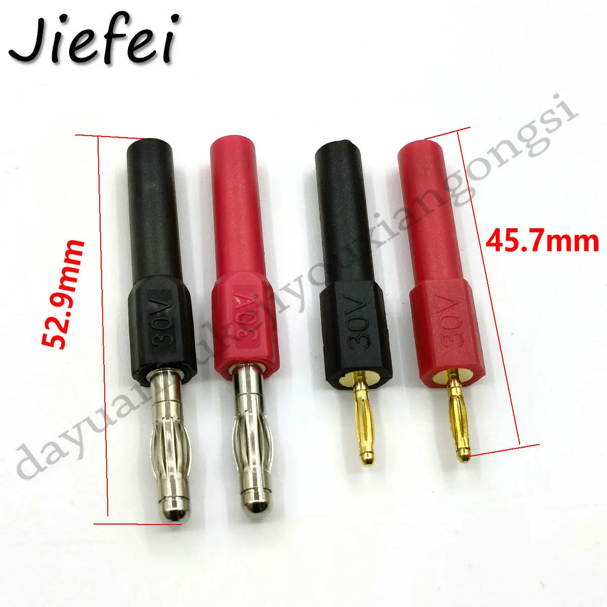 2Pcs New High Quality copper 4mm Banana Jack Female / Male  to 2mm Banana male / Female Plug Probes 30V New