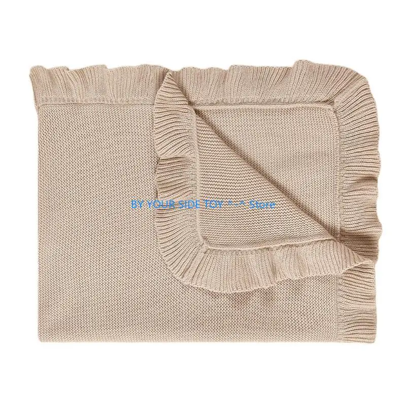 بطانية أطفال من القطن المحبوك لحديثي الولادة منشفة ملفوفة مع زخرفة كشكش U6XE #3