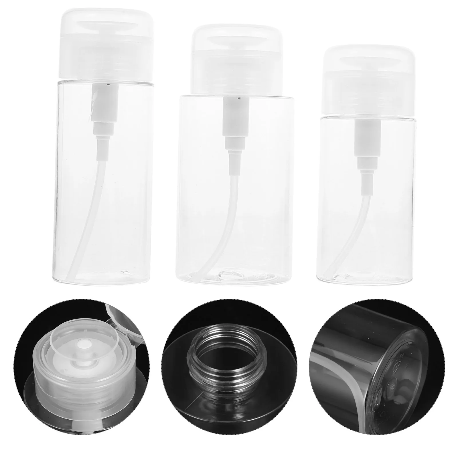 

3pcs Empty Sub Bottle For Makeup Remover Nail Polish Remover Pump Down Dispenser Skincare Storage Travel Size Clear Plastic