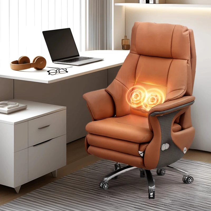 レザー製リクライニング快適電動マッサージアームチェアデスクオフィスチェアゲーマーコンピューター人間工学に基づいたゲーミングチェア