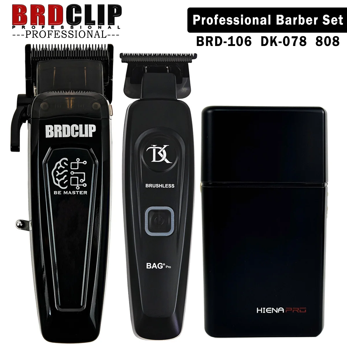 BRDCLIP 106 DK078 808 Professional Hair Clipper 7500RPM 7200RPM 8200RPM Electric Cordless Trimmer DLC Blade with Charging Base