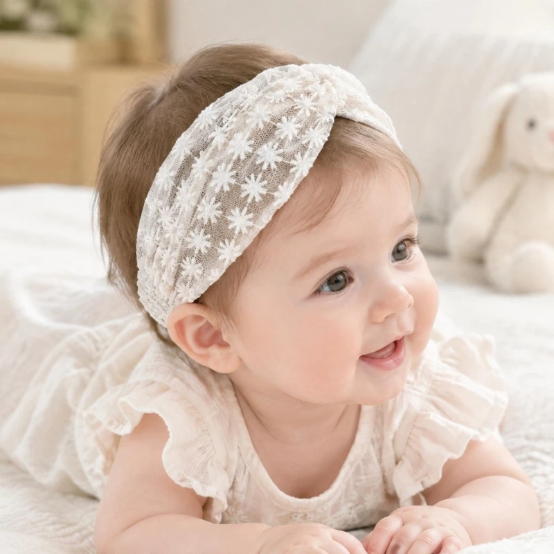 Baby Lace Headband Headwear with Openwork Pattern and Stretch Loop Design for Photo Days, Parties, and Family Gatherings 15UB