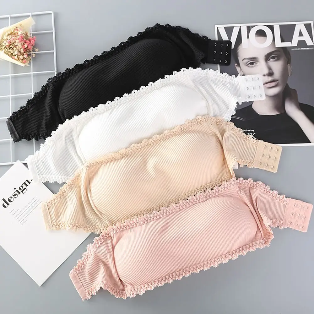 

Women Strapless Bra Invisible Lingerie Tube Top With Chest Pad Girls Student Chest Wrap Sports Bra Soft Underwear Female Clothes