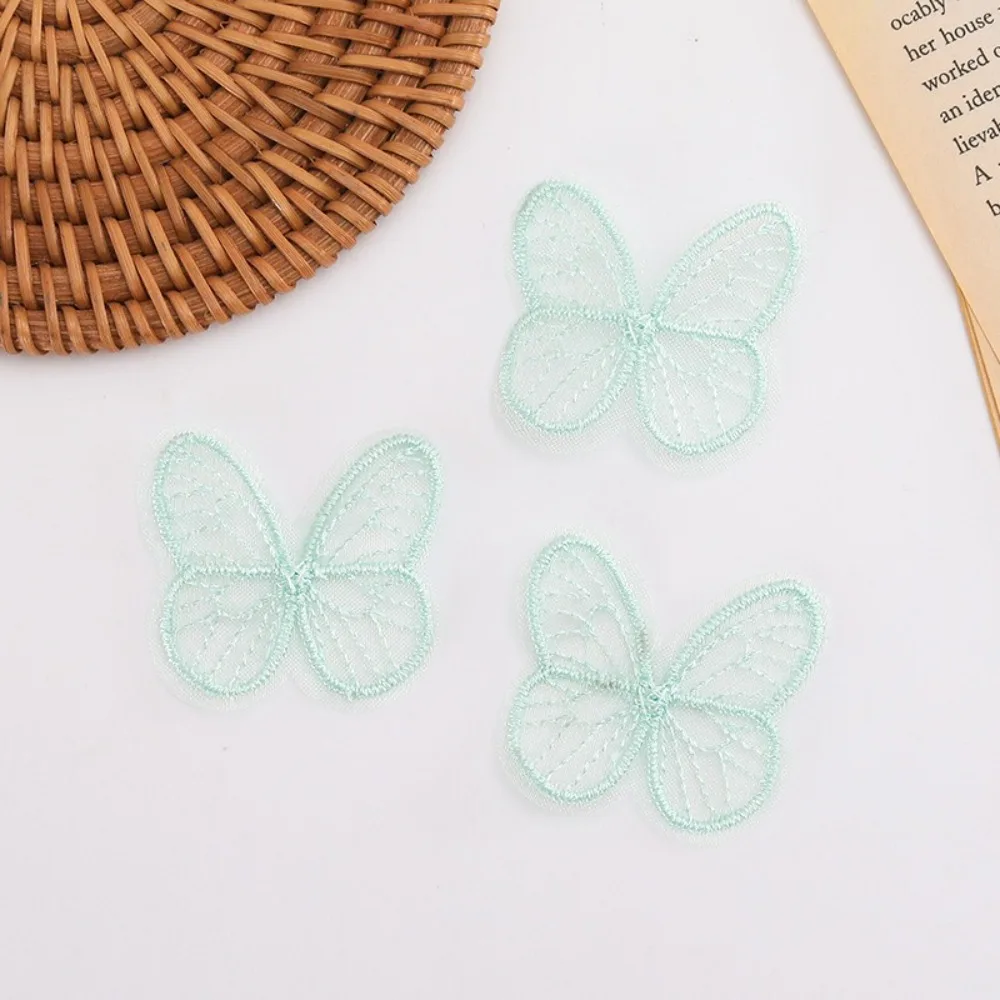100pcs 4.5CM Embroidery Lace Butterfly Appliques 3D Dreamy Chiffon Butterfly DIY Handmade Sewing Craft Decoration