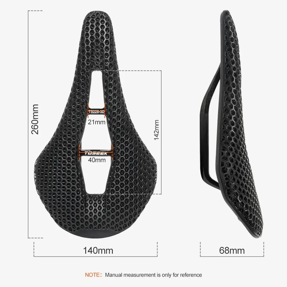 TOSEEK 3D Printed Cushion Bicycle Seat Carbon Fiber Saddle Breathable Soft MTB Cycling Saddle Ultralight Mountain Bike Cushion