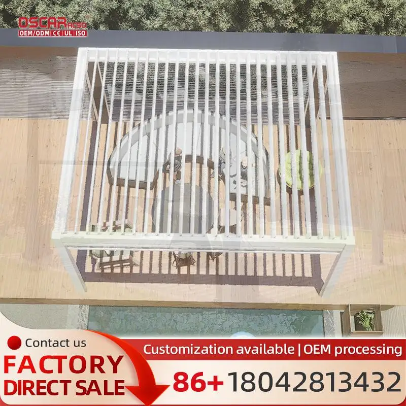 

Outdoor Aluminum & Wood Plastic Frame Weatherproof Sunshade Wind Resistant Louvered Pergola for Garden Patio Backyard pergola