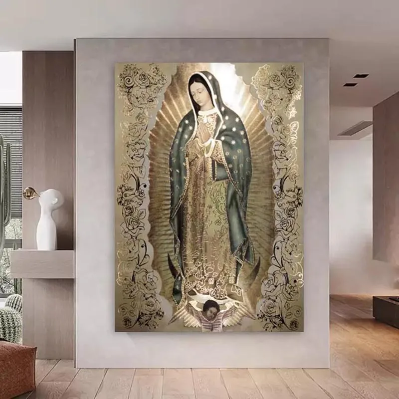 1pc frameless Guadalupe Mother Of God Poster Printing,Modern Art Canvas Paintings Canvas Wall Art Pictures for Living Room Home