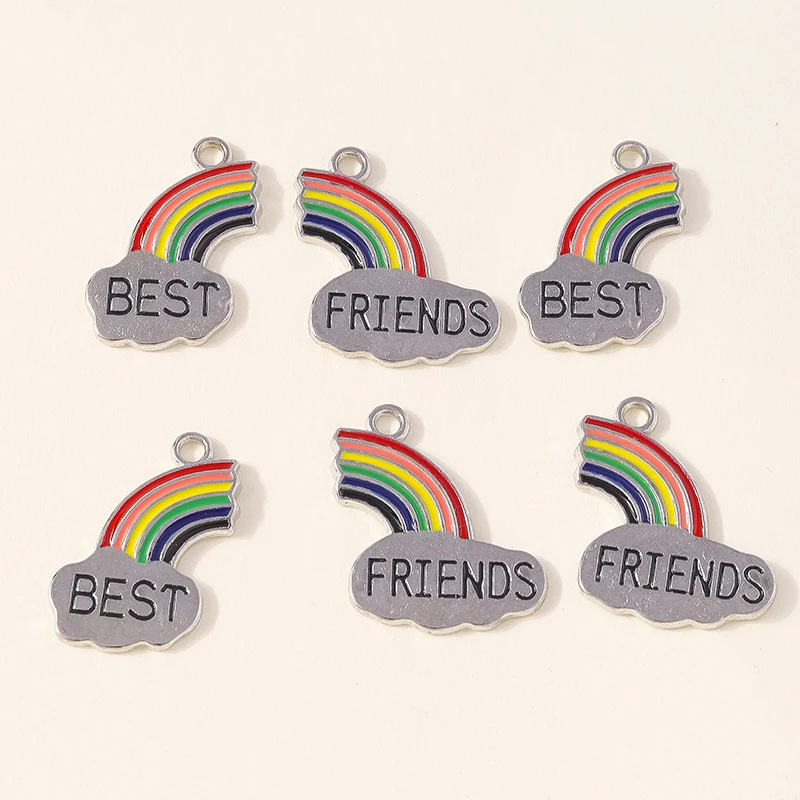 Leslie 20 Stück BFF Regenbogen Beste-Freunde-Anhänger für Schmuckherstellung, Halsketten, Ohrringe, DIY Schmuckgeschenke für Frauen und Mädchen – Detail 1