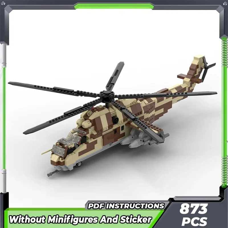 Moc Building Bricks Military Model Mi-24 Helicopter Gunship Technology Modular Blocks Gifts Toys For Children DIY Sets Assembly