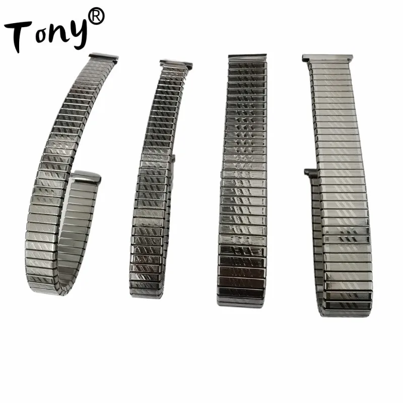 Groothandel 40 Stks/partij Hoge Kwaliteit Zilver Kleur 12Mm 14Mm 16Mm 18Mm Rvs Armbanden Elasticiteit horloge Band-05131