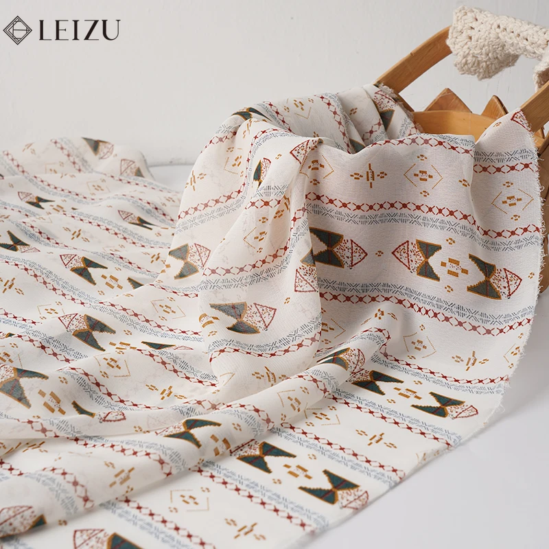 0,5M/2M/1M/0,5M Vintage chiffon print stof vakantie stijl voor doe-het-zelf jurken, shirts, pyjama\'s, hemdje rokken, strandrokken