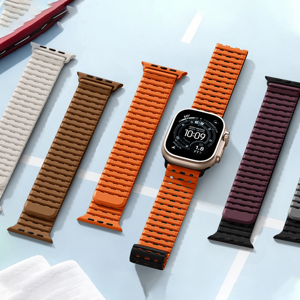 Magnetisches Armband für Apple Watch Band 49mm 46mm 45mm 44mm 42mm Silikonarmband Correa iWatch Series 11/10/9/8/7/SE 3/Ultra 2 3